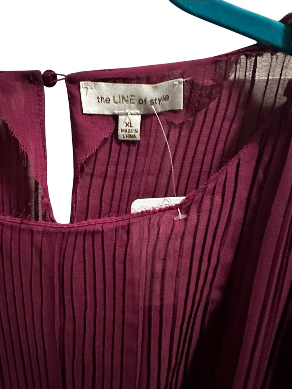 The Line of Style Ruffled Pleat-Detail Wine Blouse size XL - Picture 4 of 6